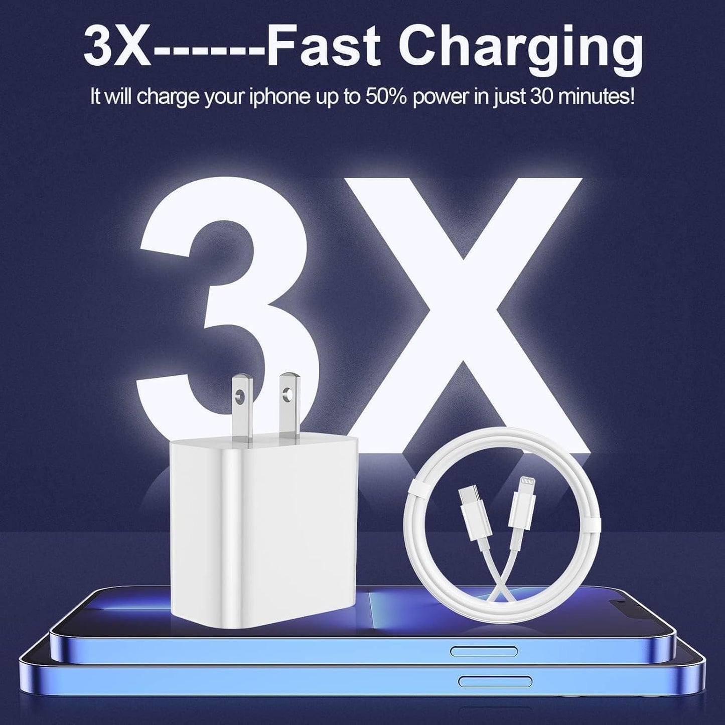 iPhone Charger Fast Charging 2 Pack Type C Wall Charger Block with 2 Pack [6FT&10FT] Lightning Cable for iPhone 14/13/12/12 Pro Max/11/Xs Max/XR/X,AirPods Pro