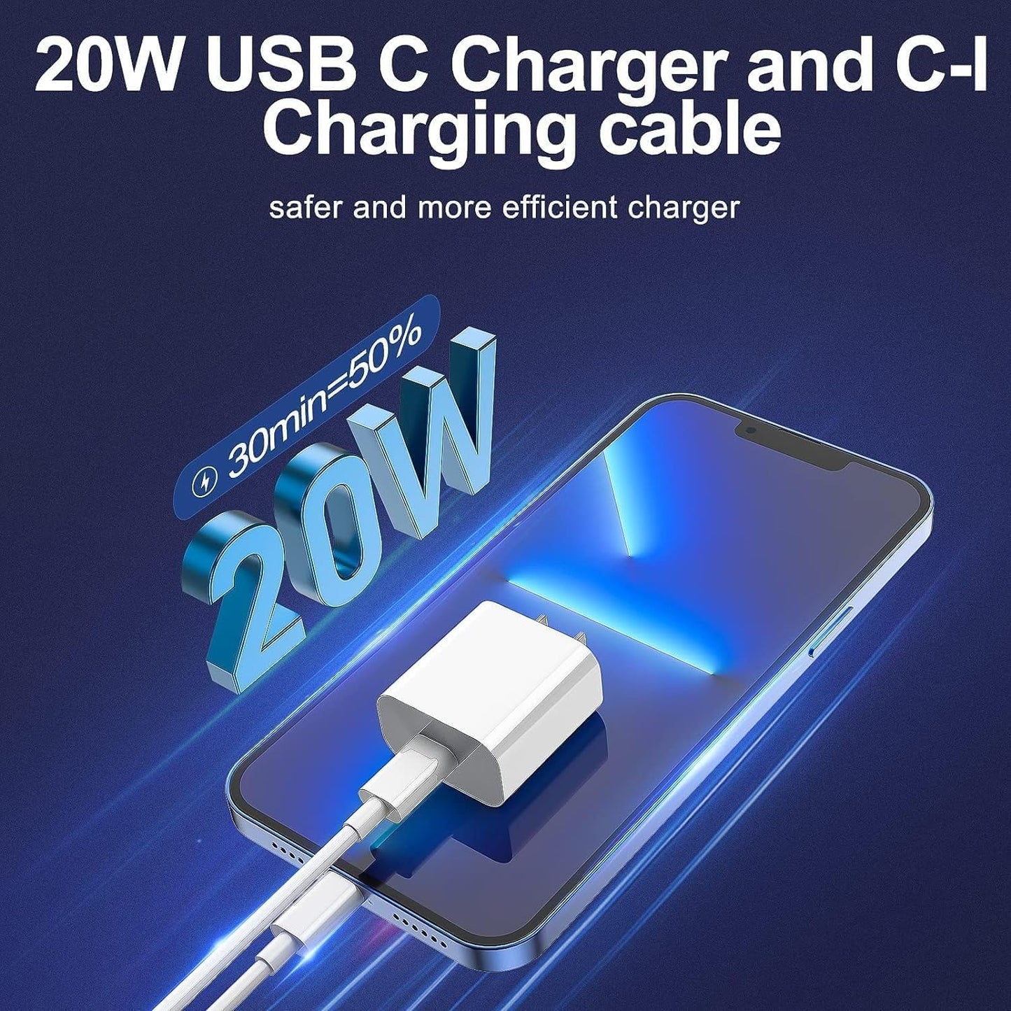 iPhone Charger Fast Charging 2 Pack Type C Wall Charger Block with 2 Pack [6FT&10FT] Lightning Cable for iPhone 14/13/12/12 Pro Max/11/Xs Max/XR/X,AirPods Pro